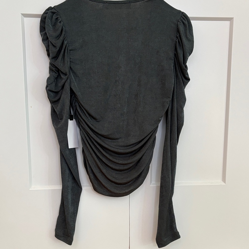 ASTR Charcoal Ruched Blouse - Picture 6 of 10